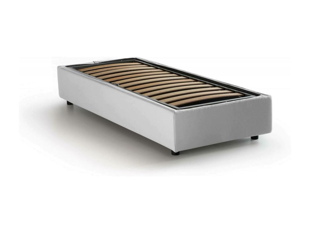 Cama individual Melissa, Cama contenedor con revestimiento de tela, 100% Made in Italy, Apertura lateral, Apta para colchón de 80x190 cm, Tucasago