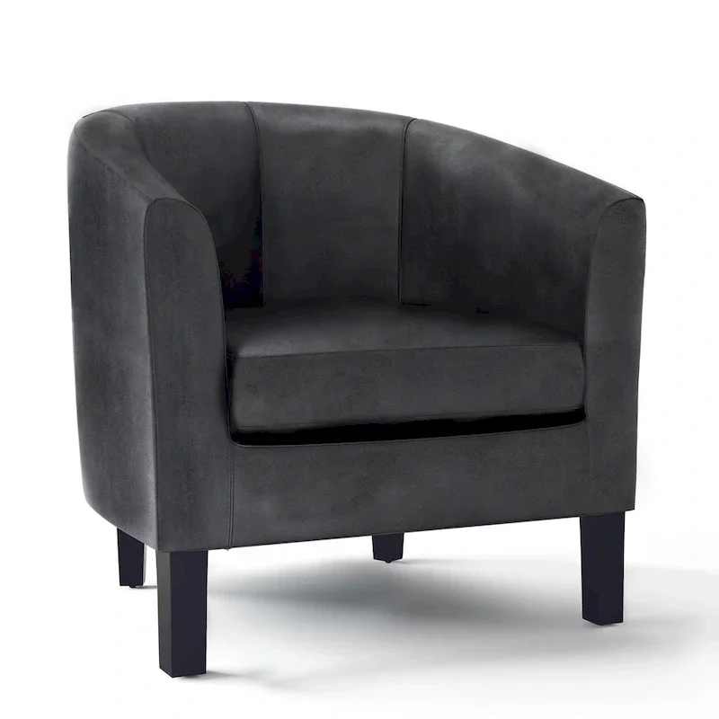 Modern Tub Accent Chair with Upholstered Seat and Wooden Legs