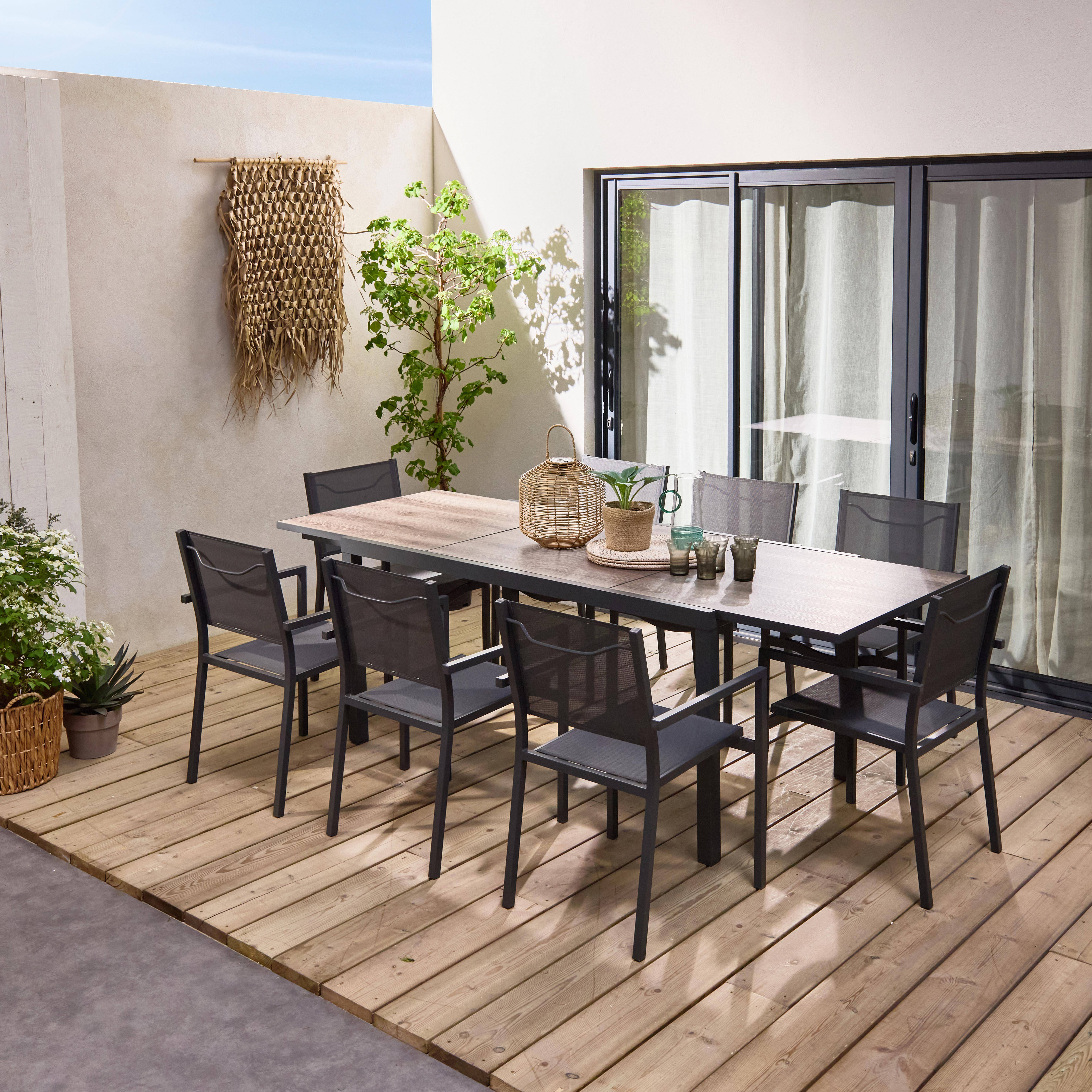 Nashville 240cm - Mesa de jardín extensible de aluminio 160/240cm  + 8 sillas