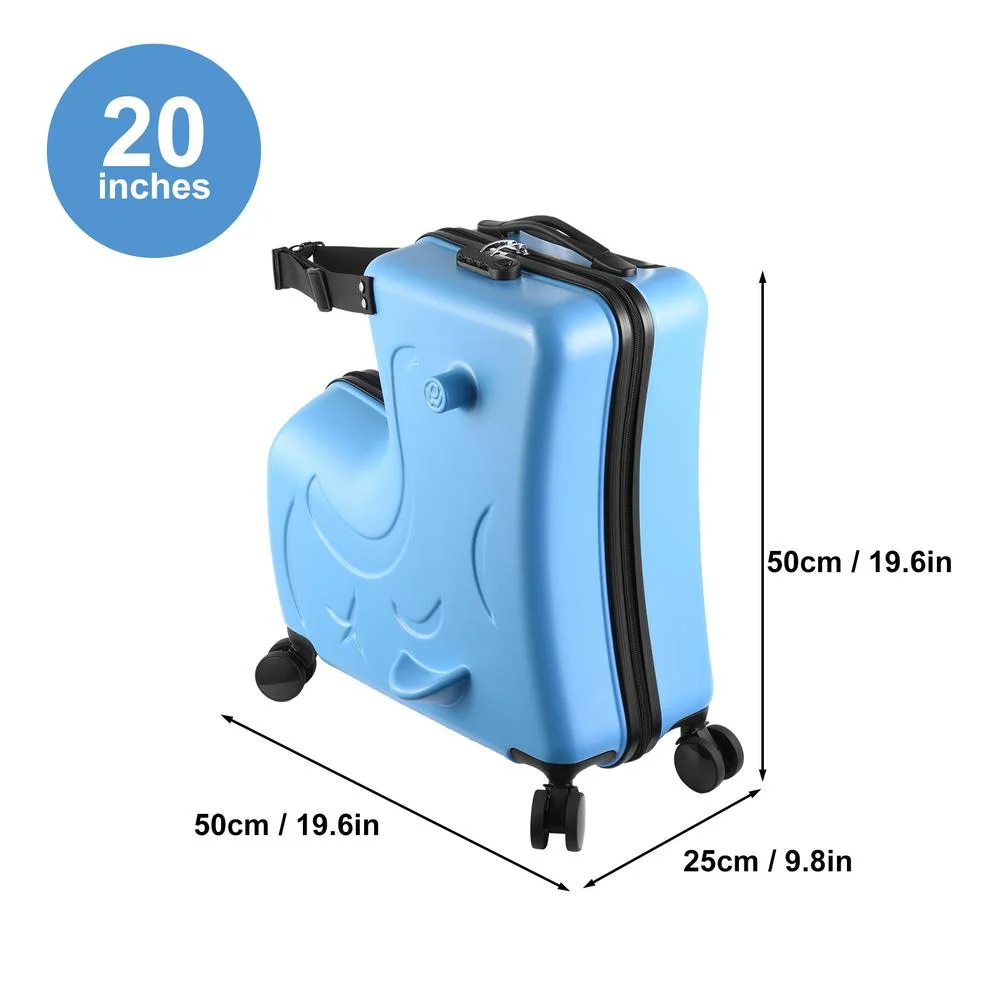 VAHIGCY Kids Luggage, Kids Ride-on Luggage with Spinner Wheels Suitcase, Kid's Ride-On Suitcase Help Your Child Relax, Carry On Trolley Luggage with Password Lock, 20" - Image 2