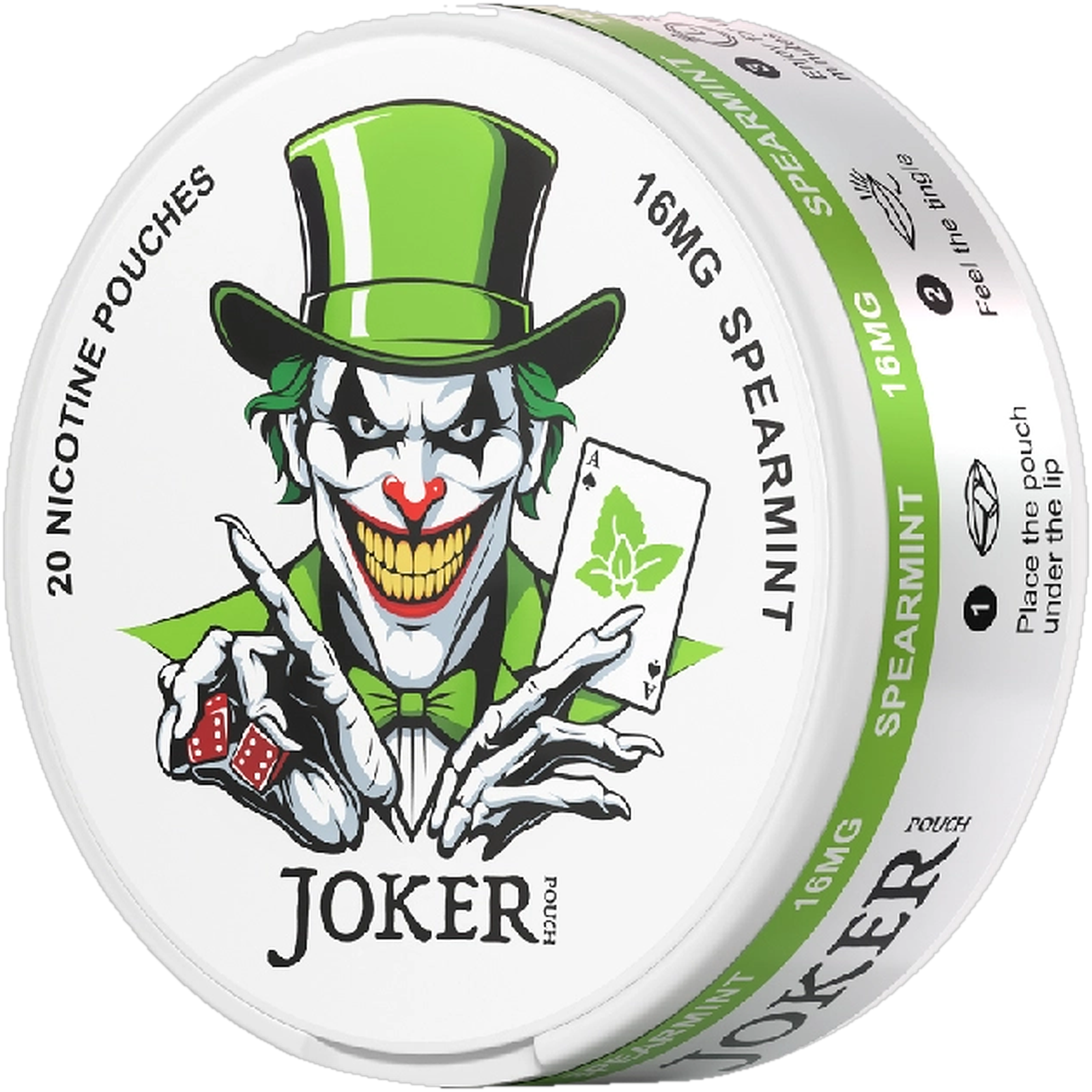 Joker Spearmint 16mg nicotine pouches (side)