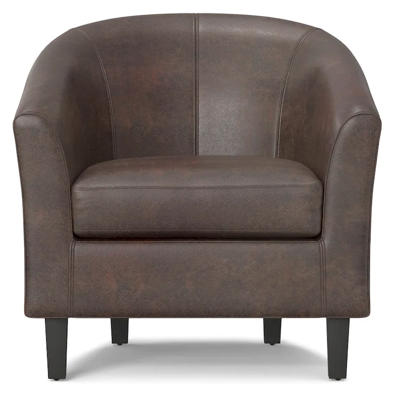 Modern Tub Accent Chair with Upholstered Seat and Wooden Legs