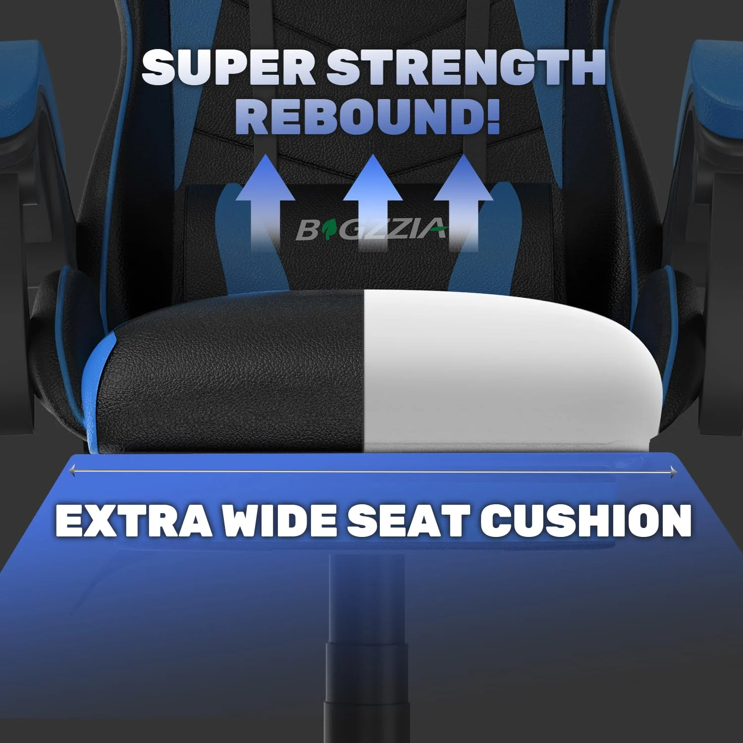 Bigzzia Gaming Chair Office Chair, Ergonomic Game Chair with Height Adjustable Headrest and Lumbar Support for Adults Teens, Black & White - Image 28