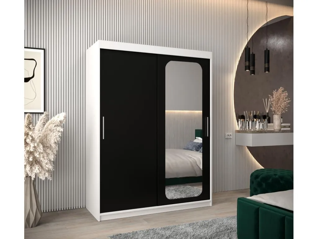 ARMARIO Mueblesclasic T2 DE PUERTAS CORREDERAS 200/150/62 2 puertas (blanco/negro)