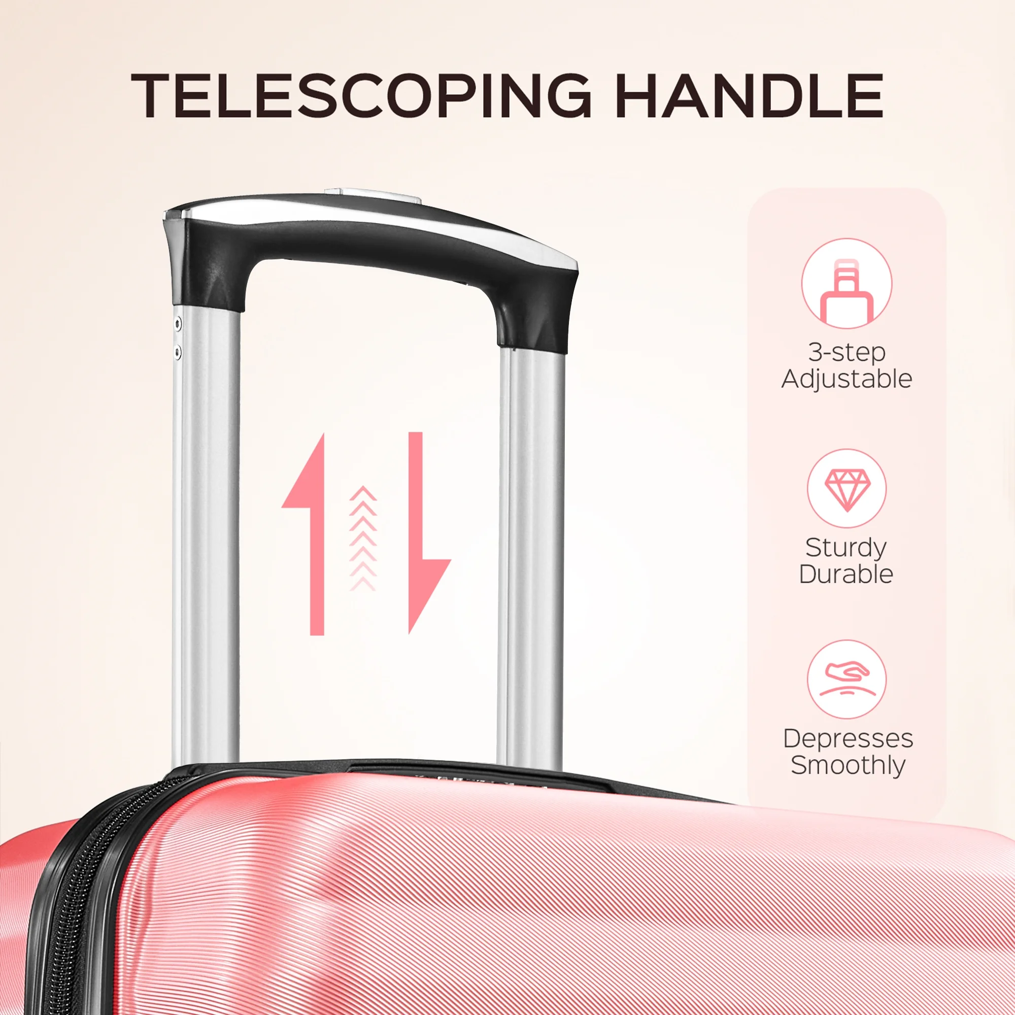 9 Piece Luggage Sets, Hard 20 24 28 inch Luggage with 6 Pieces Organize Bags Travel Suitcases Sets with Wheels, Rose - Image 54