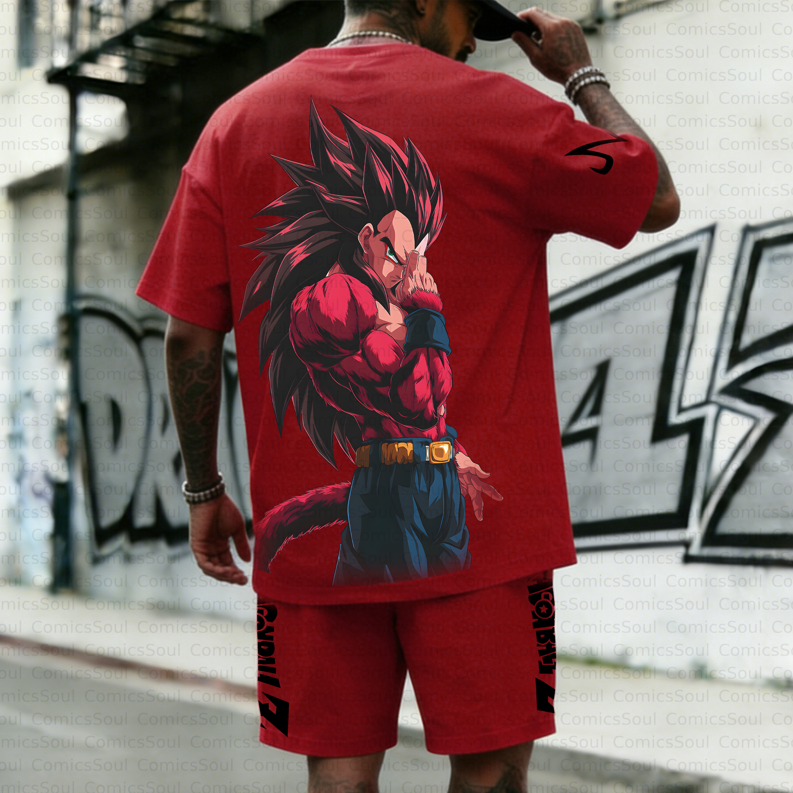 Unisex Anime Inspired Vintage T-shirt& Shorts 2 Pieces Set