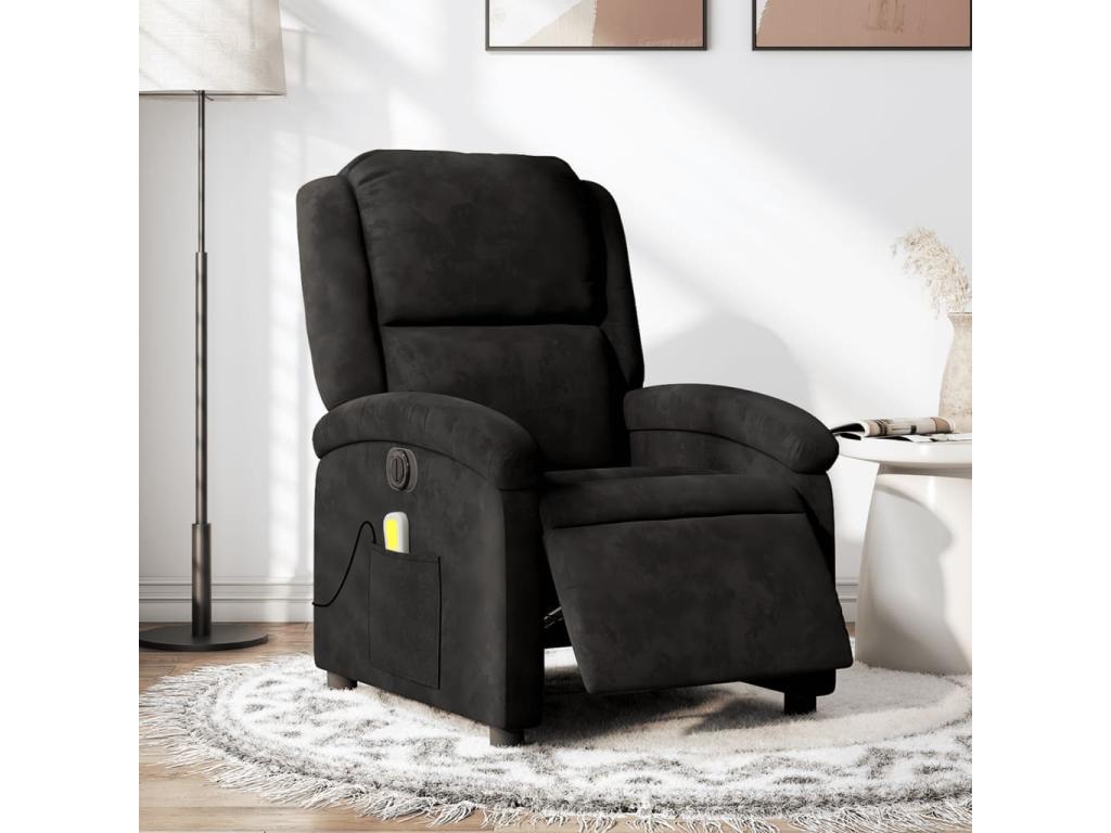 Sillón reclinable de masaje eléctrico terciopelo negro