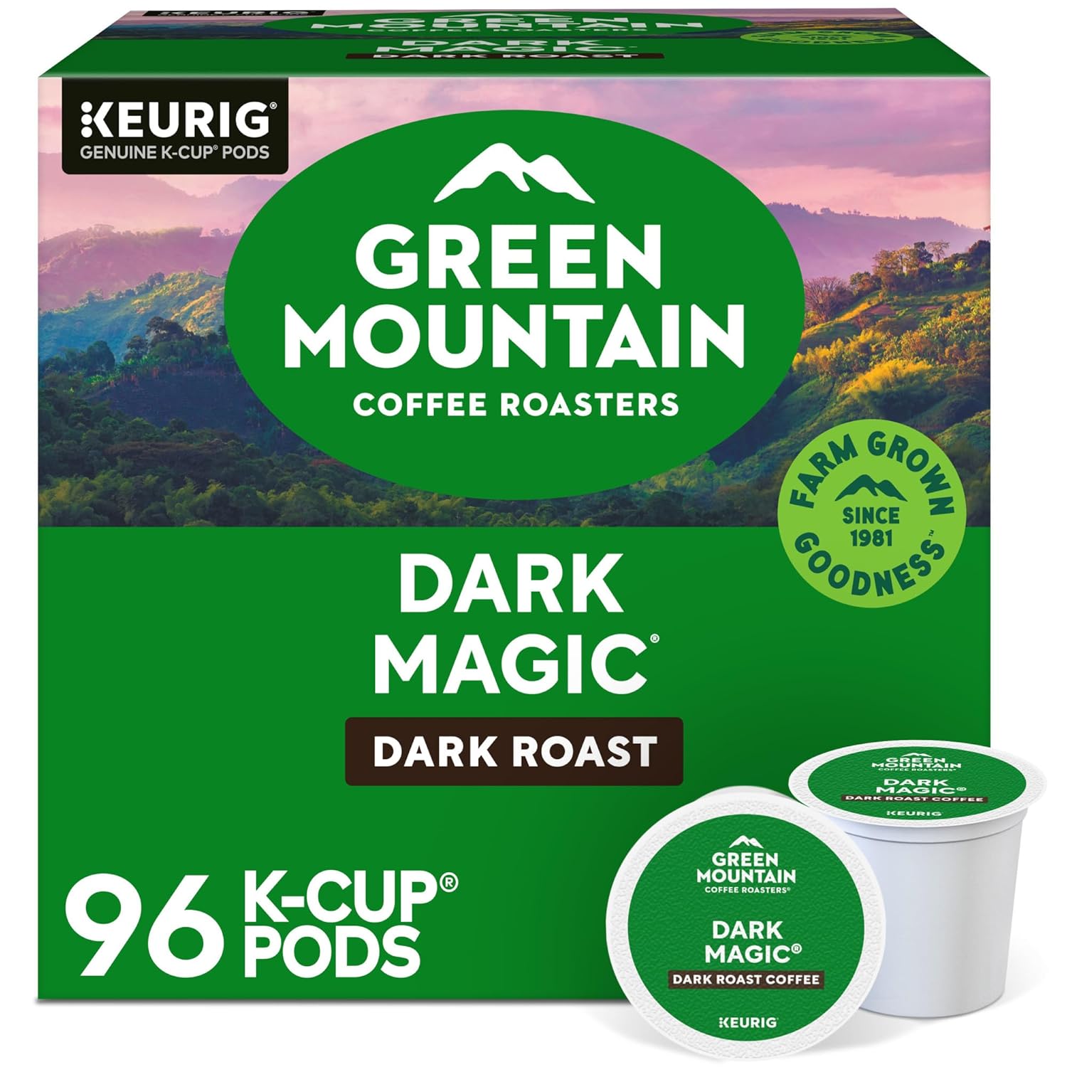 Green Mountain Coffee Roasters Dark Magic Coffee. Keurig Single-Serve K-Cup pods. Dark Roast. 96 Count