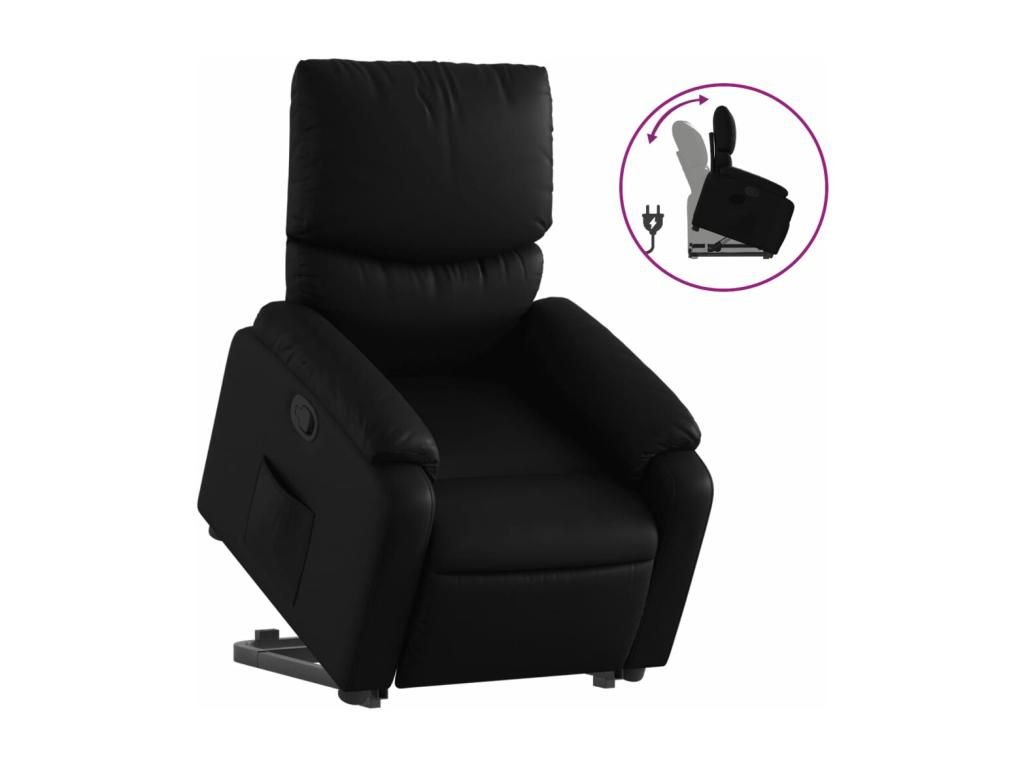 Sillón reclinable elevable cuero artificial negro