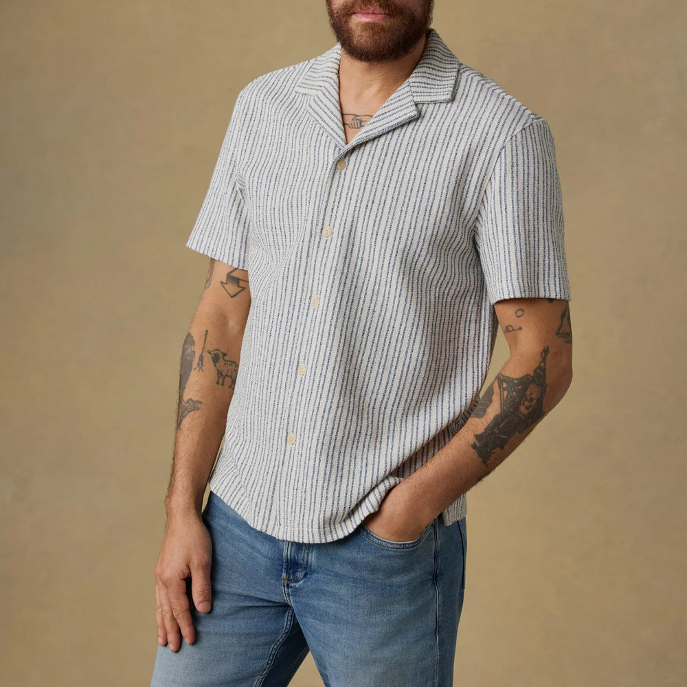 Faherty - Chemise Oasis Camp - Rayures Marine Shore