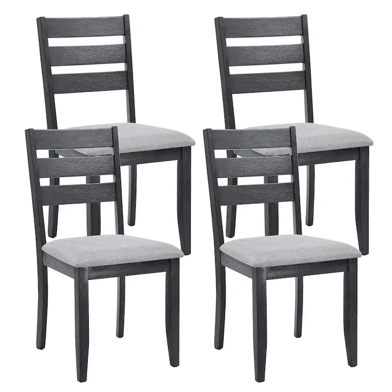 Set of 4 Slat Back Wooden Dining Chairs