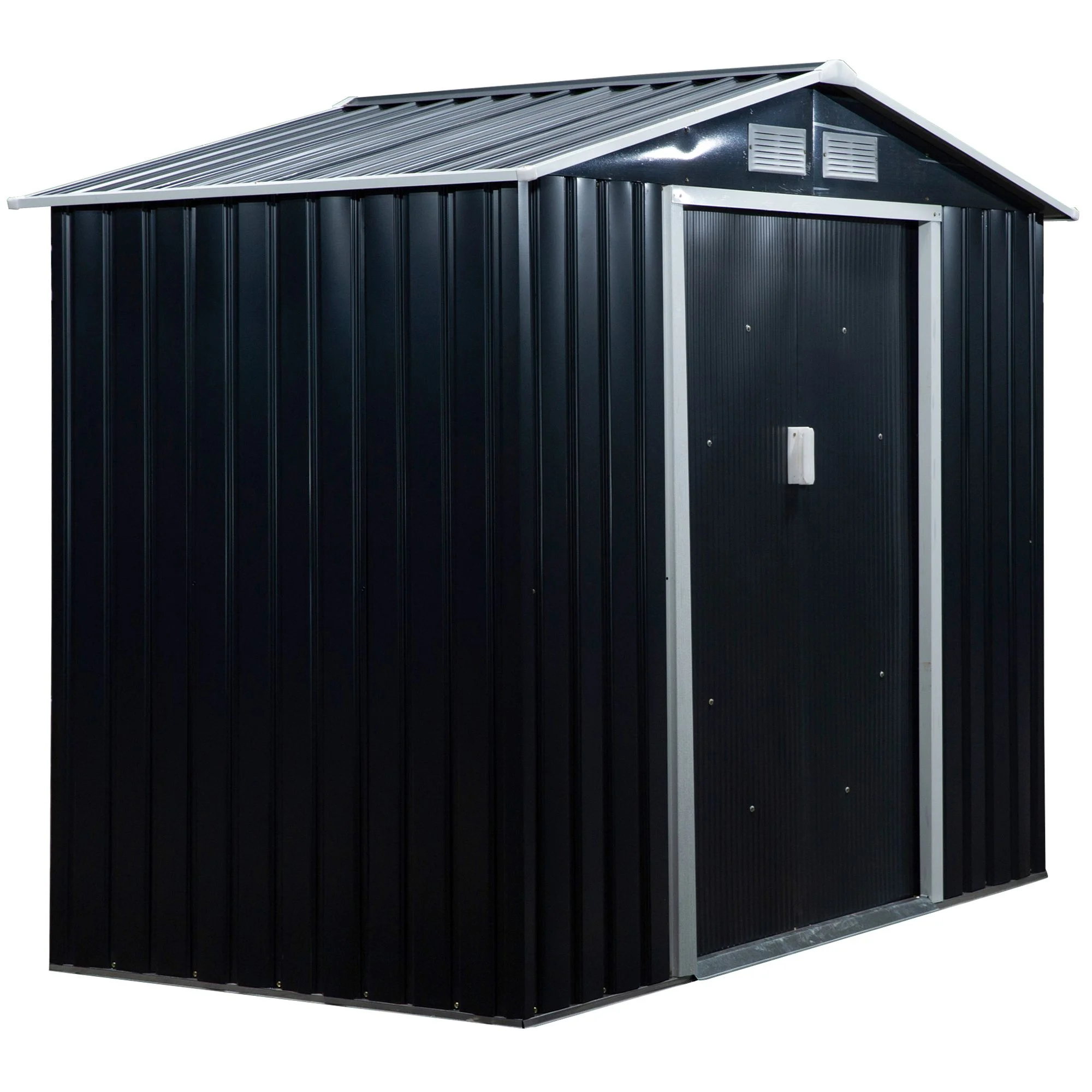 Outsunny 7' x 4' Metal Storage Shed Organizer, Garden Tool House with 4 Vents and 2 Sliding Doors for Backyard, Patio, Garage, Lawn, Dark Gray - Image 14