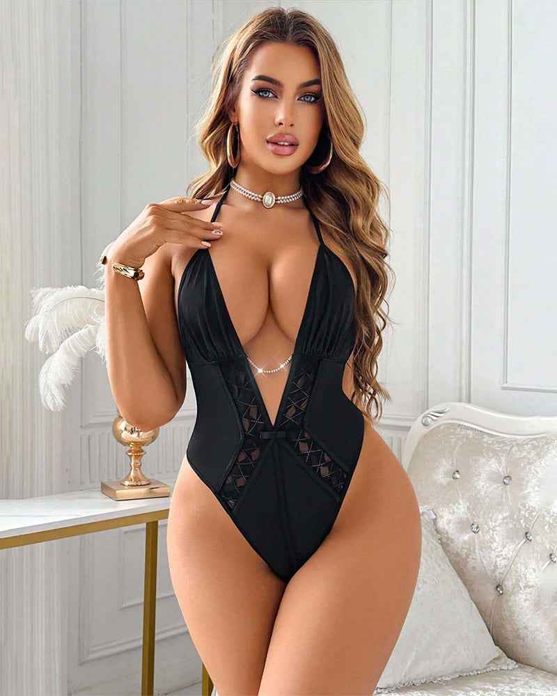 õŸ?Flash Sale-Halter-neck deep V-neck Bodysuit