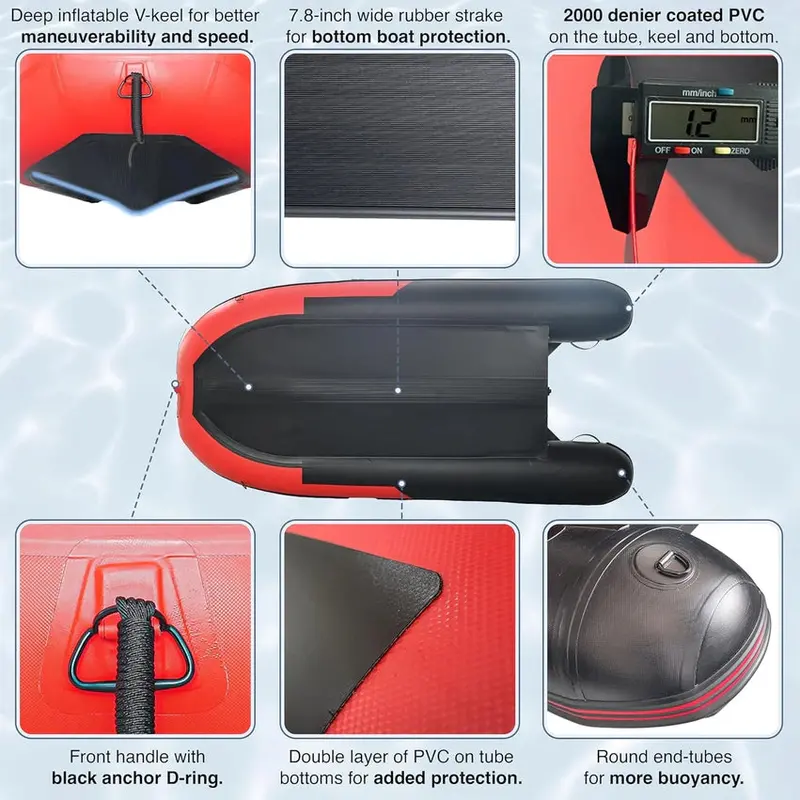 Inflatable Dinghy Tender, 8'5, Red/Black, PVC With Aluminum Floor - BT85RBK - Image 5 Inflatable Dinghy Tender, 8'5, Red/Black, PVC With Aluminum Floor - BT85RBK - Image 5
