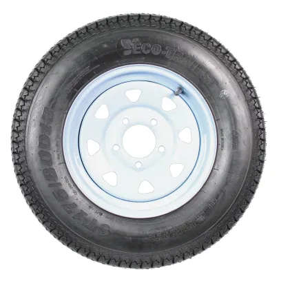 2-Pk Trailer Tires Rims ST175/80D13 175/80 13 B78-13 LRC 5 Lug White Spoke Wheel