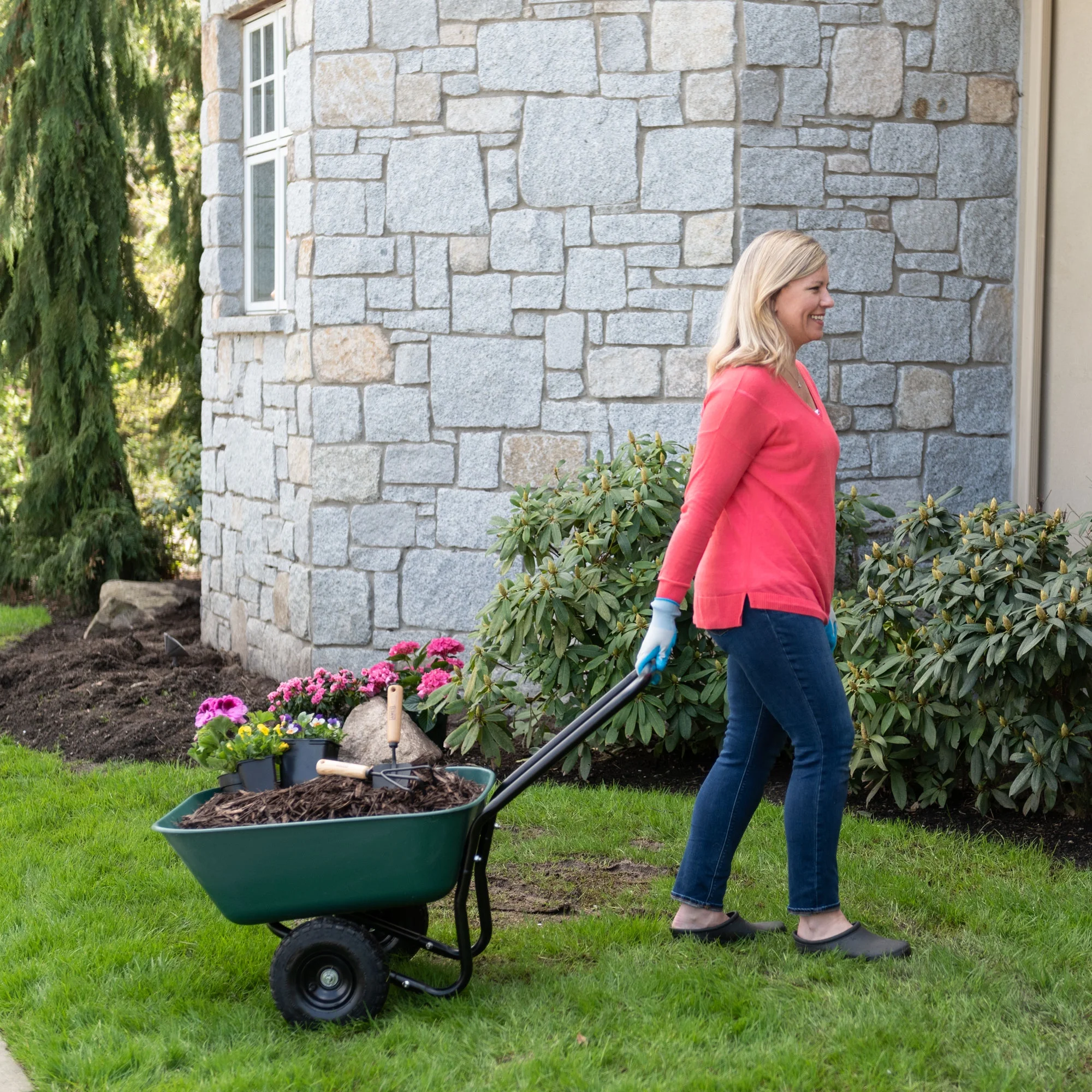 Garden Star Dual-Wheel, Poly Tray Garden Barrow Wheelbarrow - Image 4