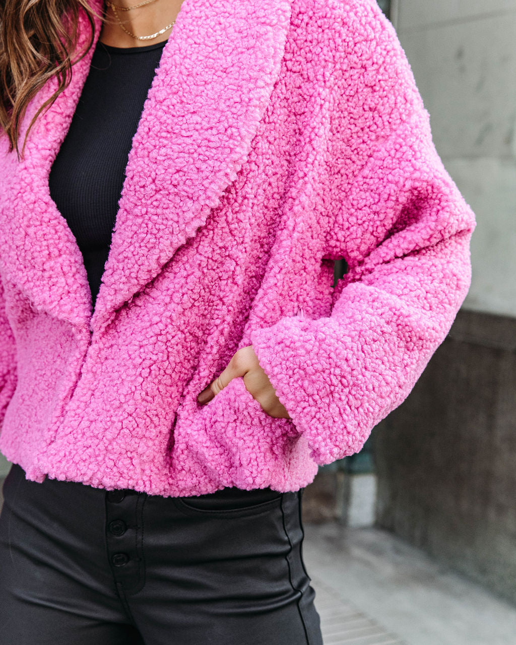 Wednesdays We Wear Pink Teddy Pocketed Jacket - Se7enfashion