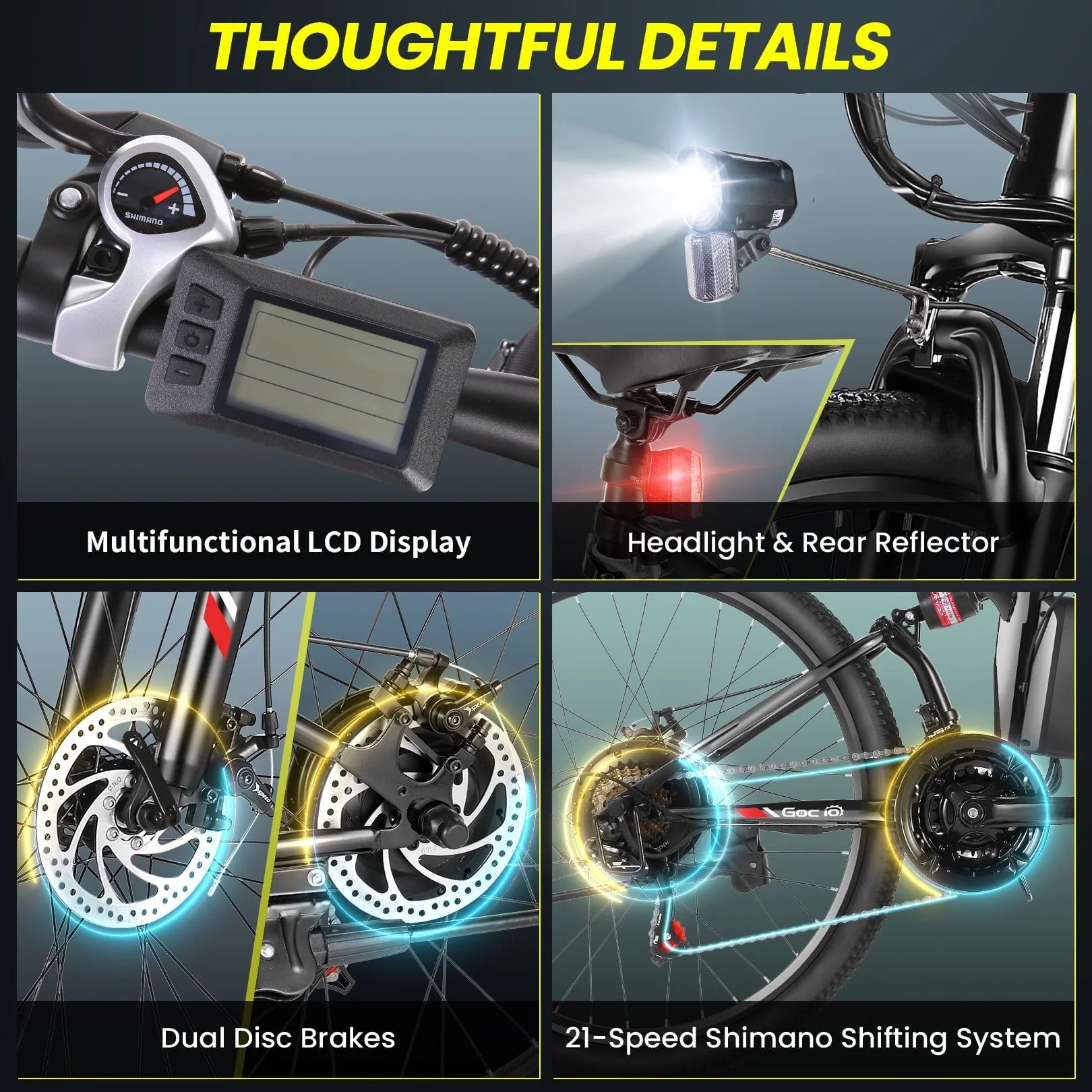 Gocio 26" Folding Electric Bike for Adults, 500W Electric Mountain Bike, Dual shock absorbers, 48V 7.8Ah Battery, Shimano 21 Speed, UL2849 - Image 9