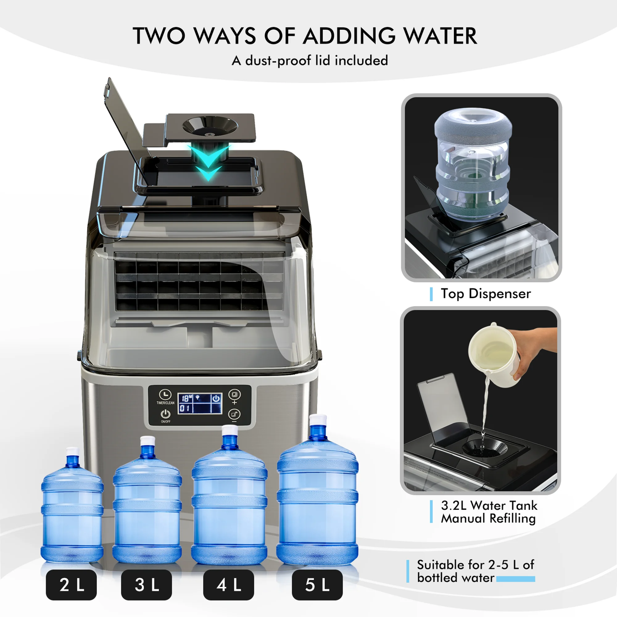 Portable Ice Maker 40Lbs/24H Countertop Self-Cleaning with Ice Scoop and Basket - Image 8