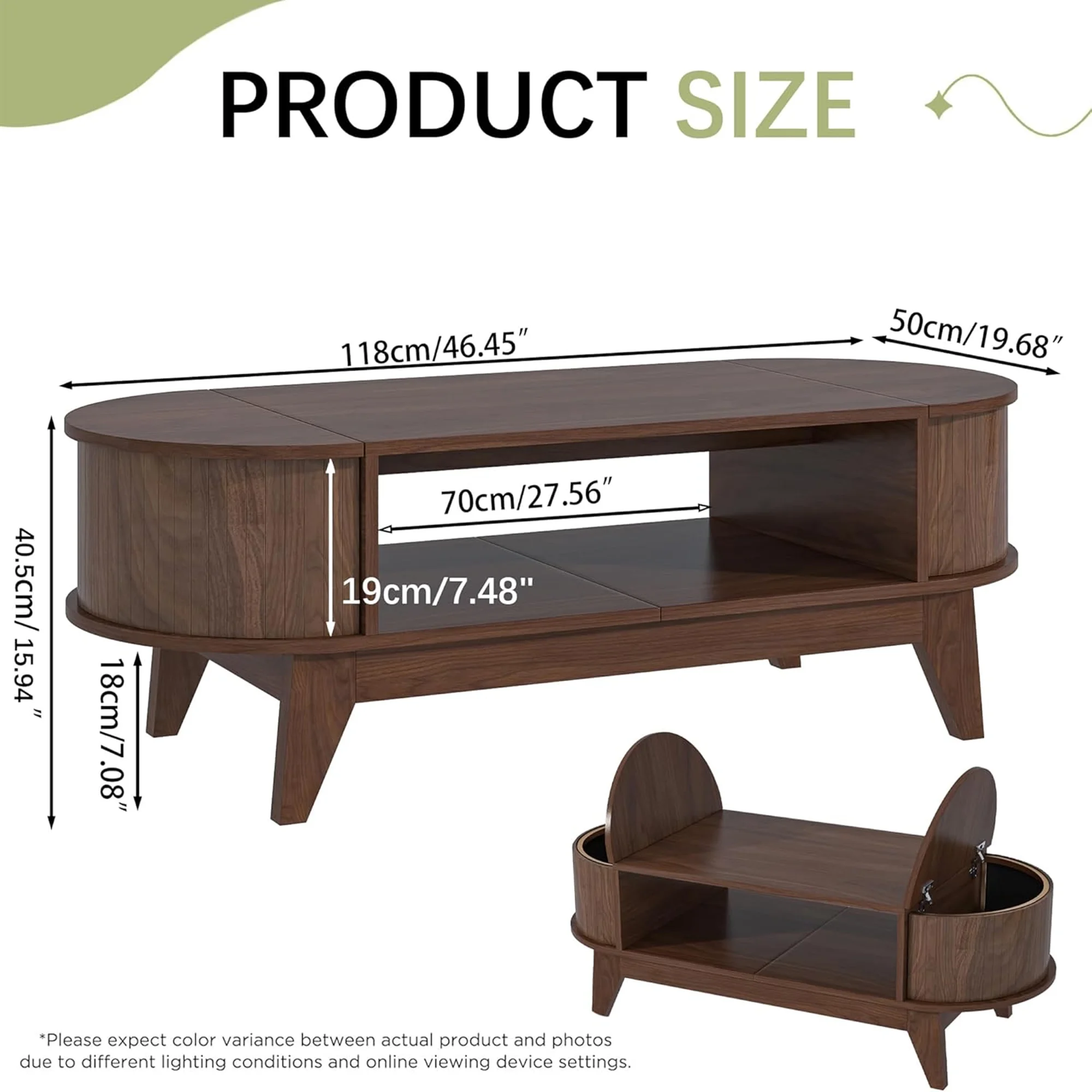 Fluted Coffee Table with Storage, Modern Coffee Tables, Wood Accent Center Table - Image 17