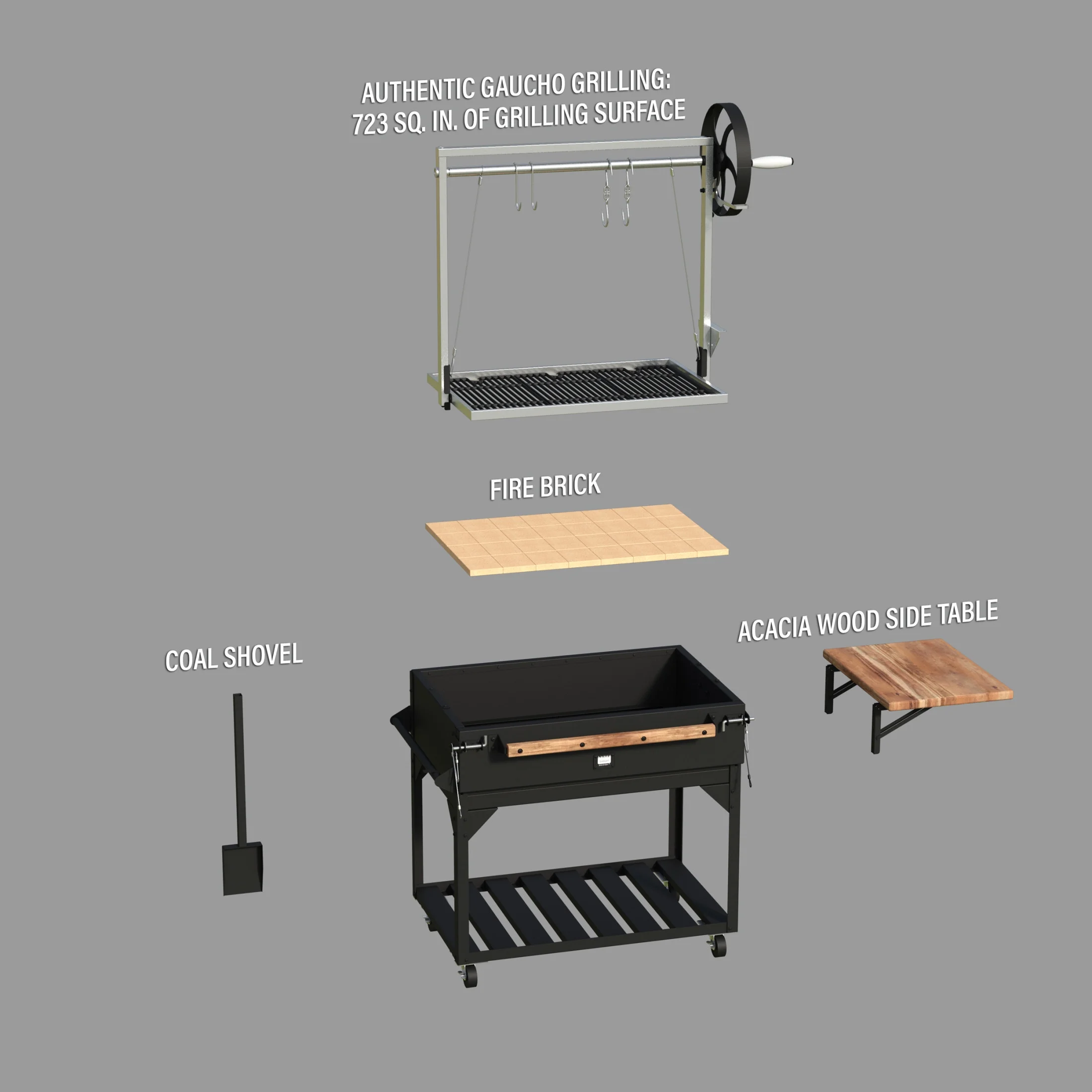 Backyard Discovery Argentine Santa Maria Heritage Wood Fire & Charcoal Grill, Fire Bricks - Image 16