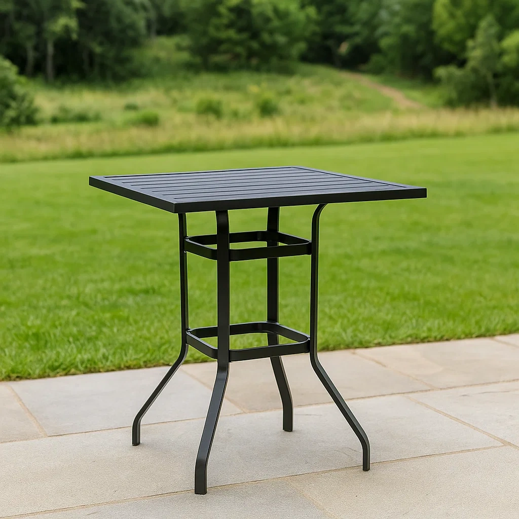 Mesa bistró de exterior,negro,hierro,jardín,81x81x94 cm