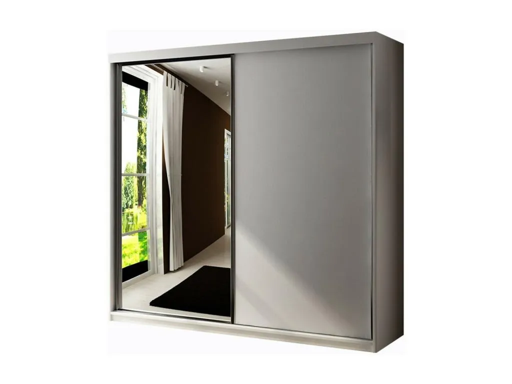 Armario Nidovia blanco clásico, 200x200x62 cm, puertas correderas lvd1704357
