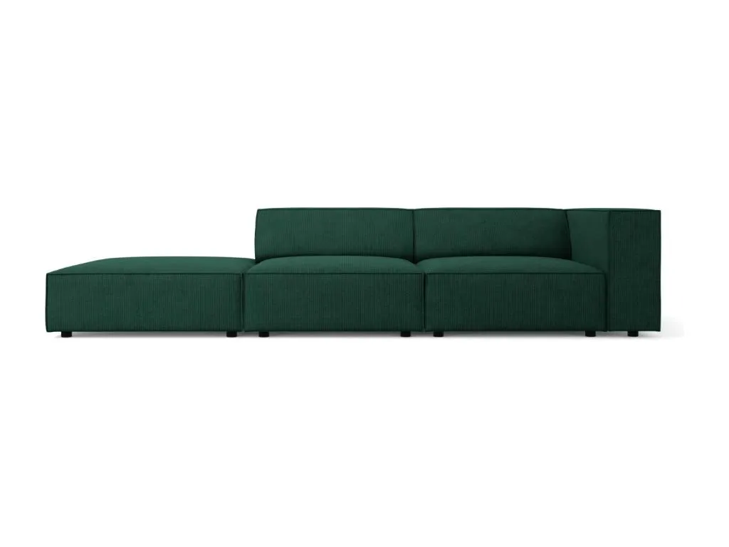 Banakdecoracion - Sofá izquierdo Banakdecoracion 4 plazas de tejido chenilla con efecto acanalado verde botella - 262x102x70cm FQFP32596