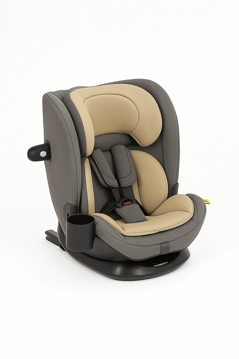 Asientos de coche, silla infantil con respaldo ajustable en 3 posiciones y reposacabezas ajustable en 7 alturas, hasta 22 kg, con protección lateral, arnés de 5 puntos y portavasos, color beige gris, apta para 0 a 6 años