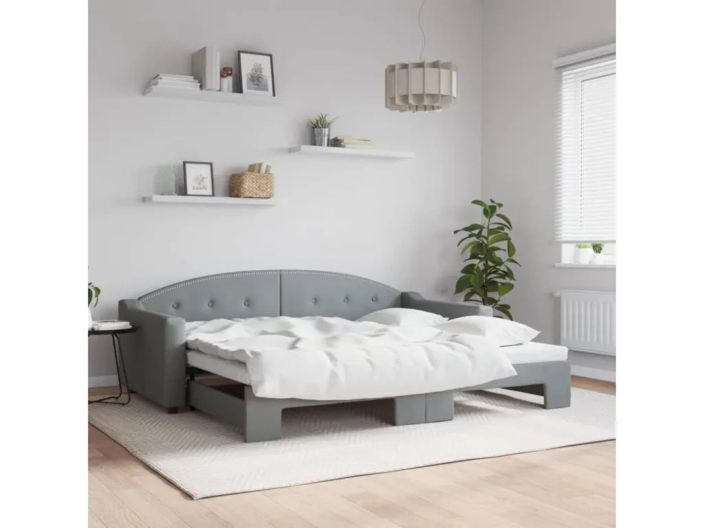 Sofá cama Decoesp tela gris claro 90x200 cm 86827MOPF