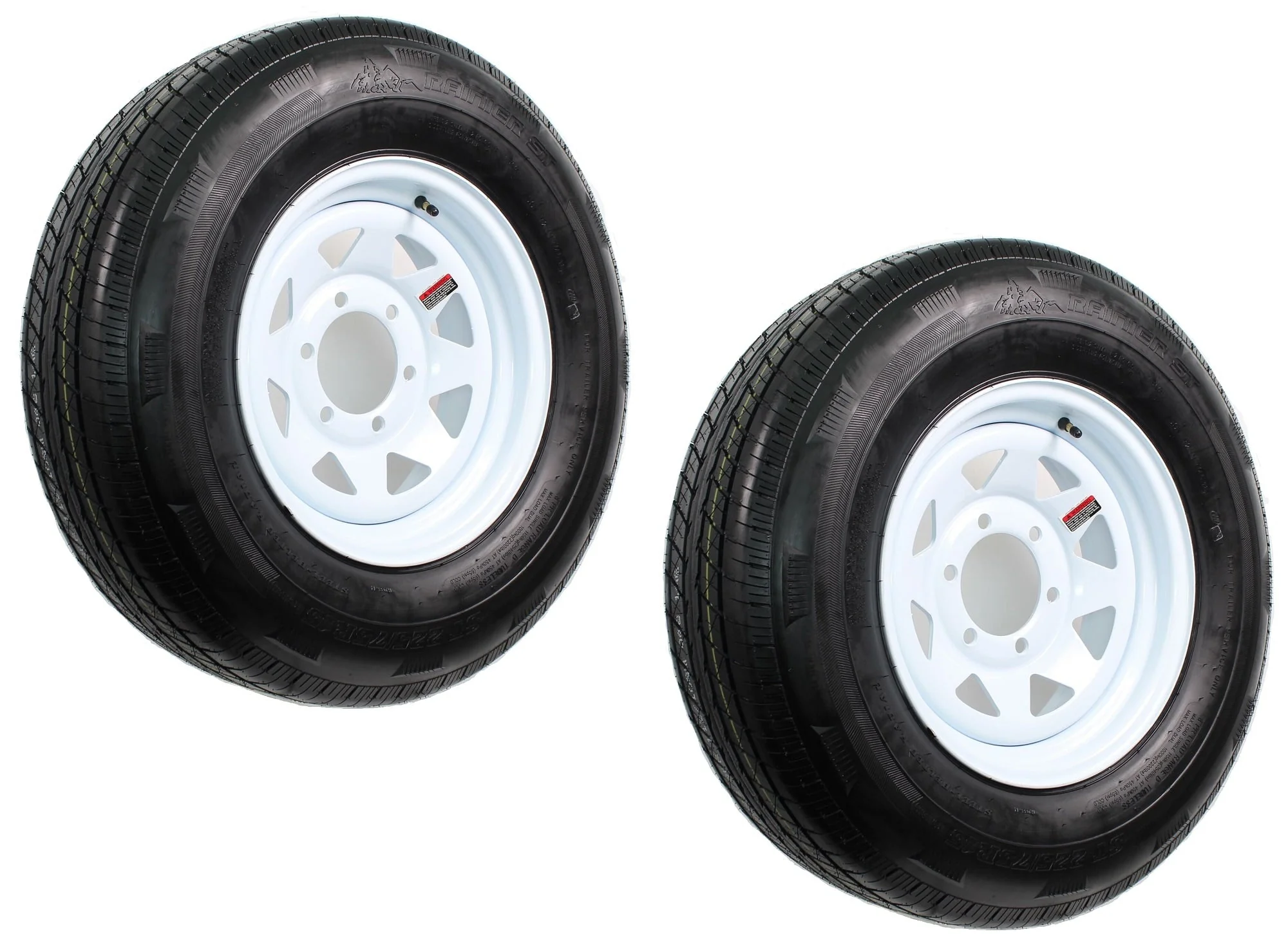 2 - Pack Radial Trailer Tire on Rim ST225/75R15 15 In. LRD 6 Lug White Spoke Wheel