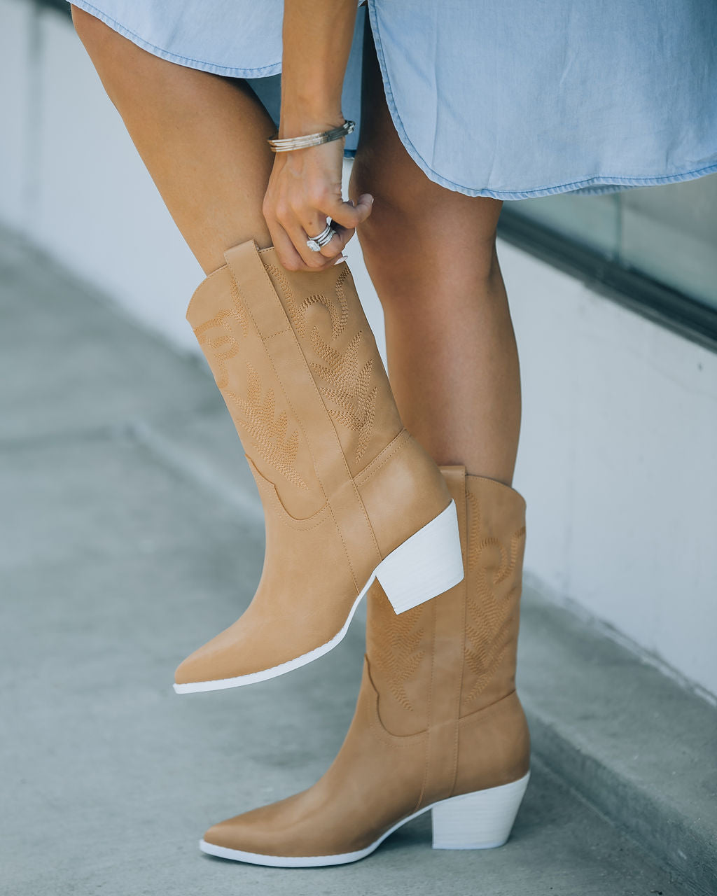 Sephira Heeled Western Boot - Tan - Se7enfashion
