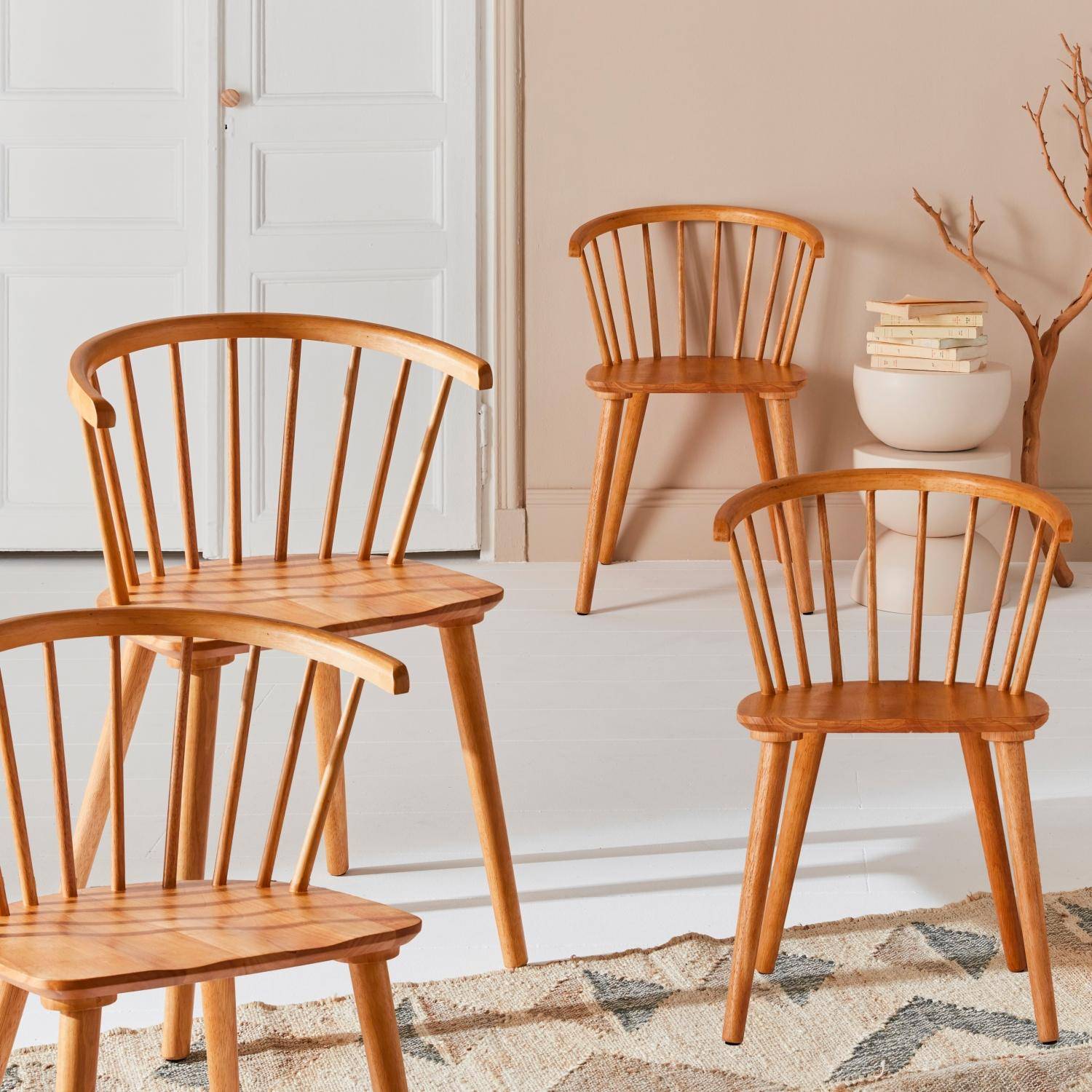 Paula - Silla de bar de madera, set de 4