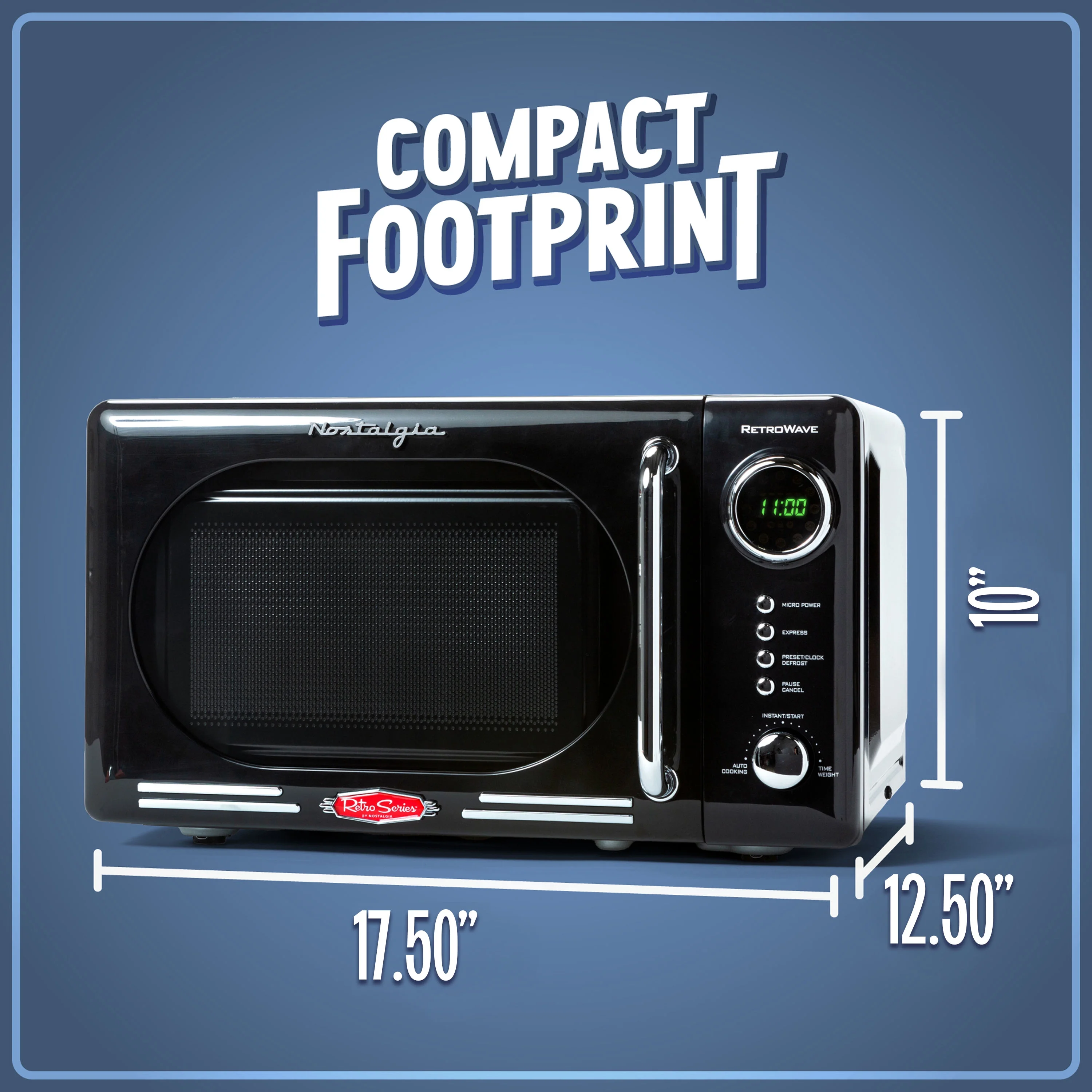 Nostalgia Retro Compact Countertop Microwave Oven - 0.7 Cu. Ft. - 700-Watts with LED Digital Display - Child Lock - Easy Clean Interior - Orange - Image 19