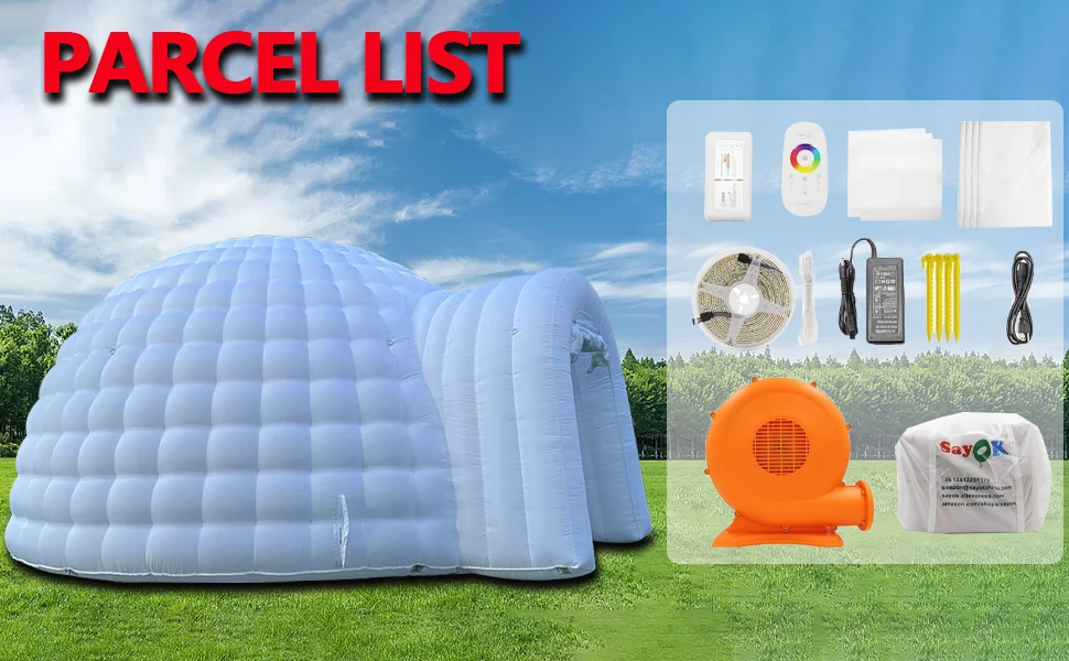 SAYOK 16.4ft Inflatable Igloo Dome Tent with LED Lgith Protable White Nightclub Tent for Party Wedding Event - Image 7
