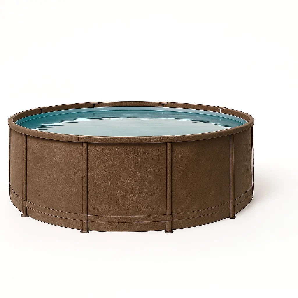 Piscina tubular redonda desmontable de acero 358x98 cm marrón con filtro y escalera bCupXsA263QX