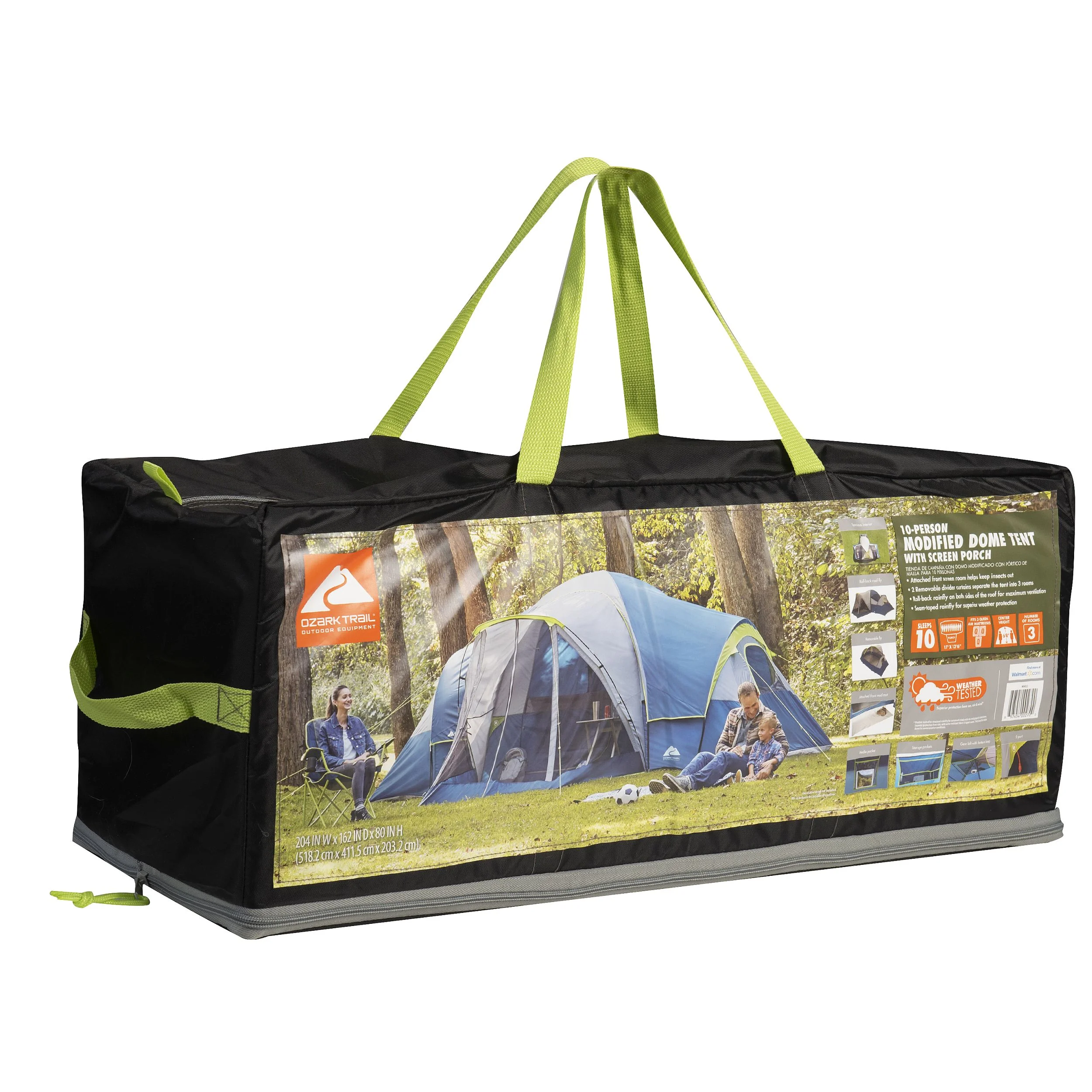 Ozark Trail 10-Person Dome Tent with Screen Porch -C 3-Room Family Camping Tent with Weather Protection - Image 5