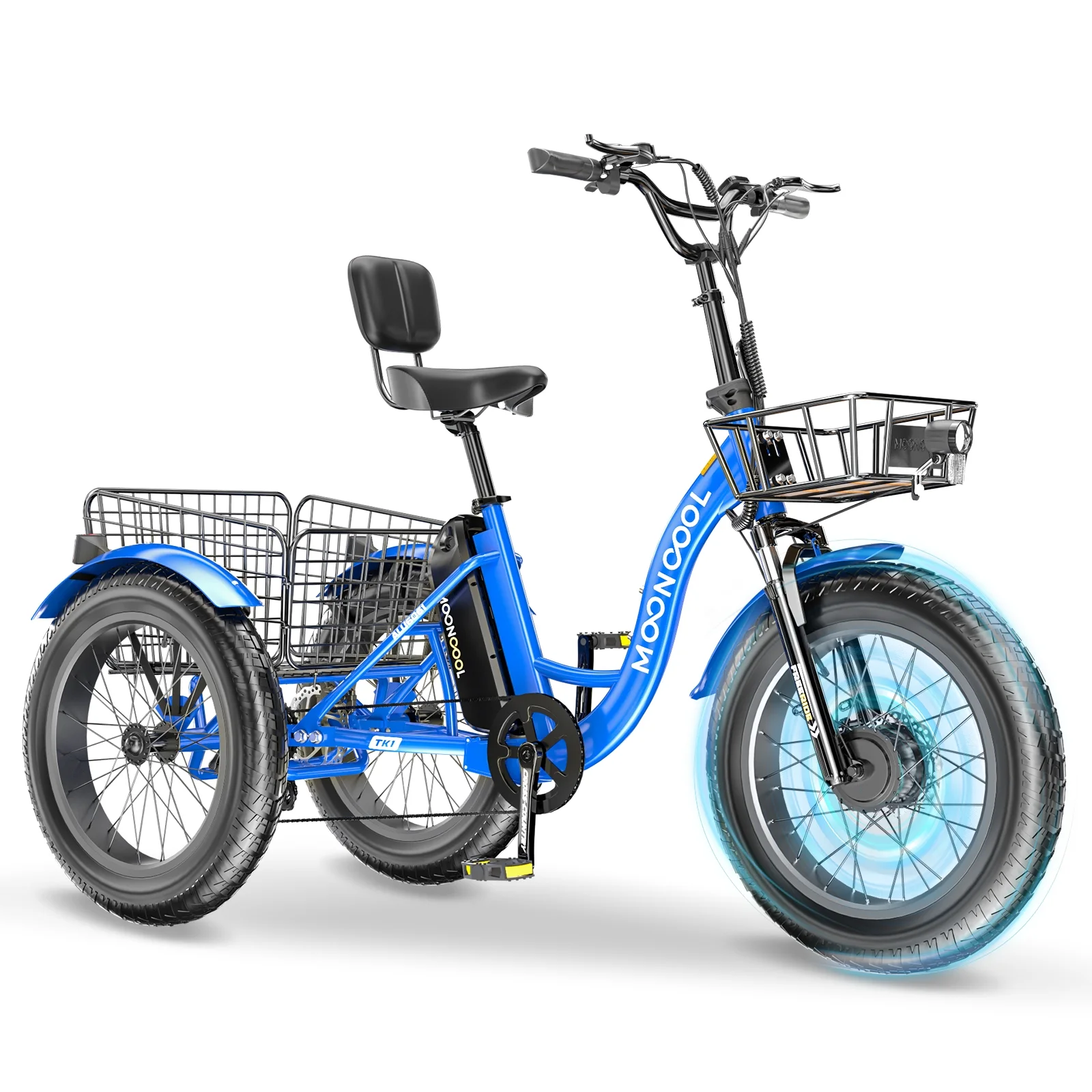 20" x 4" Fat Tire Electric Tricycle for Adult, 7 Speeds Electric Trike 48V 500W Motorized Tricycle , Electric Three Wheels Bicycle for Senior, Aluminum Frame & Rear Basket ,16mph - Image 18