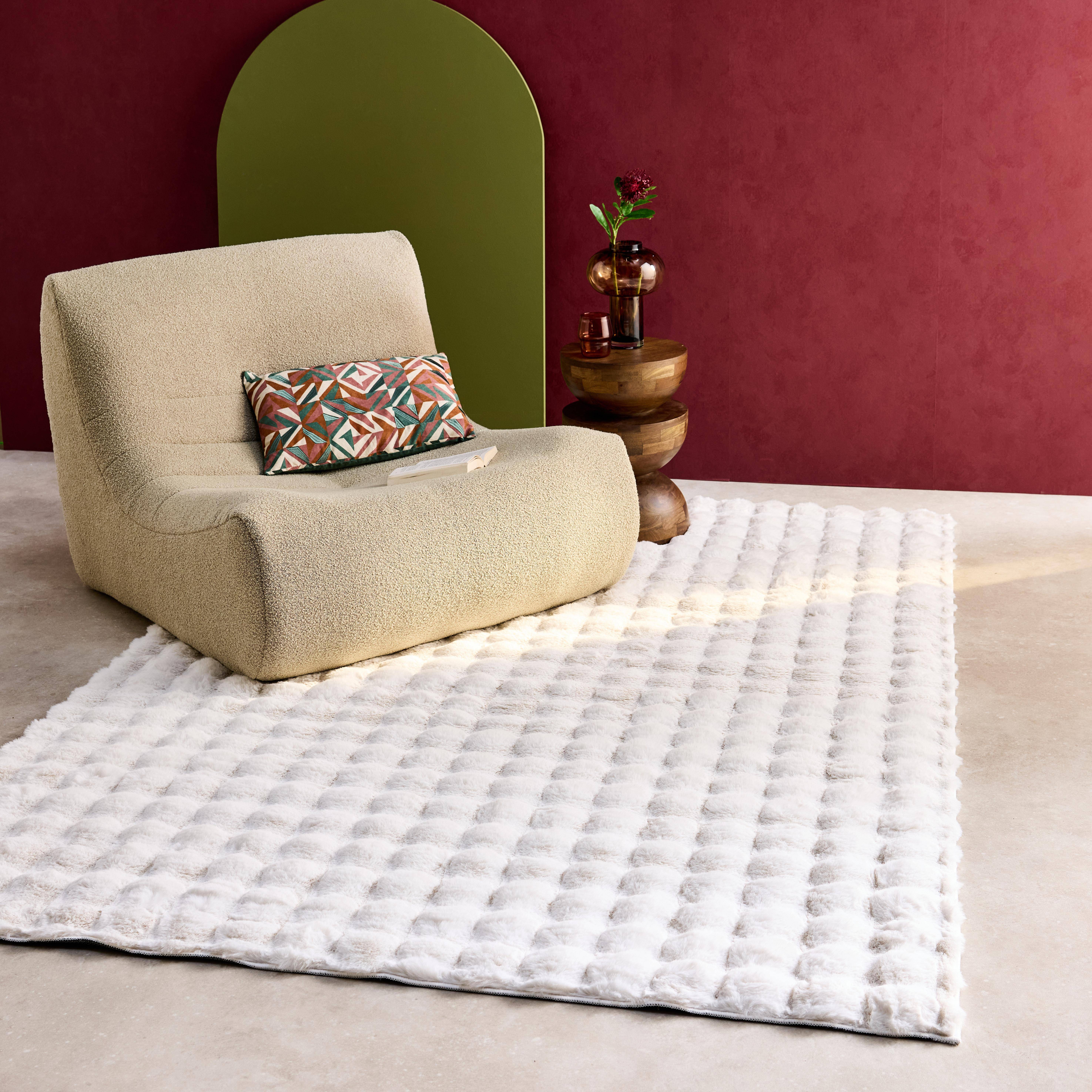 Bumpy - Alfombra de interior bubble blanca efecto pelo sintético