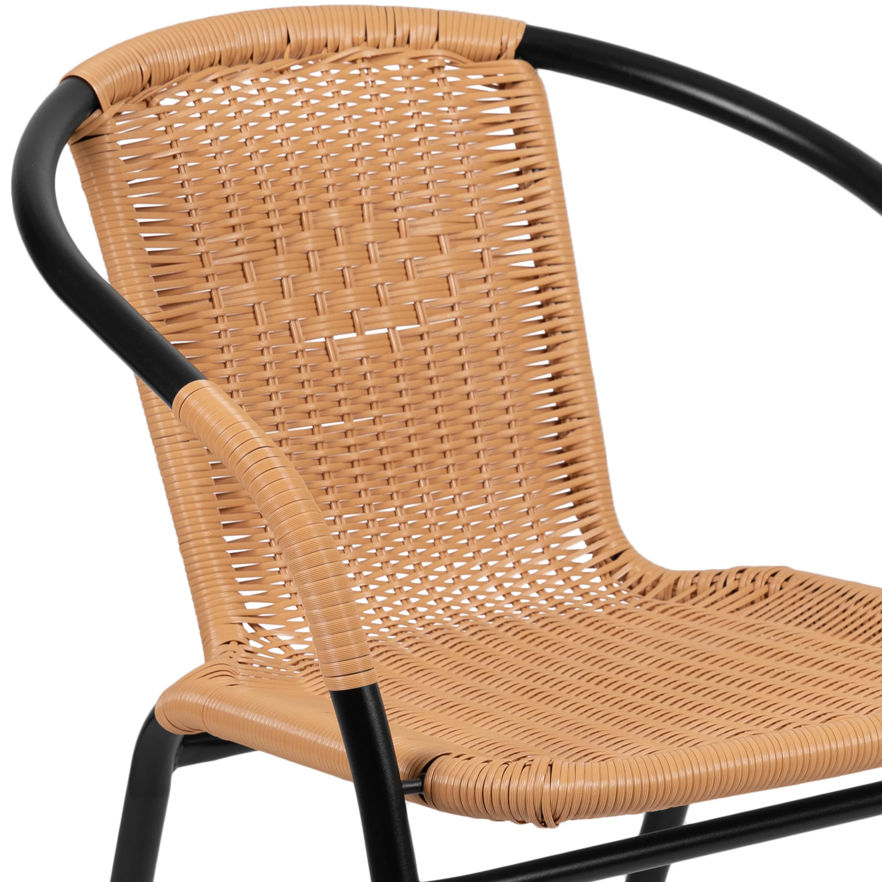 Emma + Oliver Indoor/Outdoor Stacking Rattan Restaurant Patio Chairs, Set of 2, Gray - Image 38