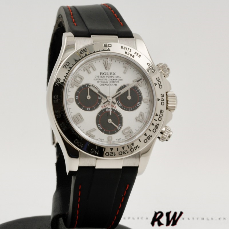 Rolex Daytona 116519 Panda Dial Black Rubber Strap 40mm Mens Replica Watch