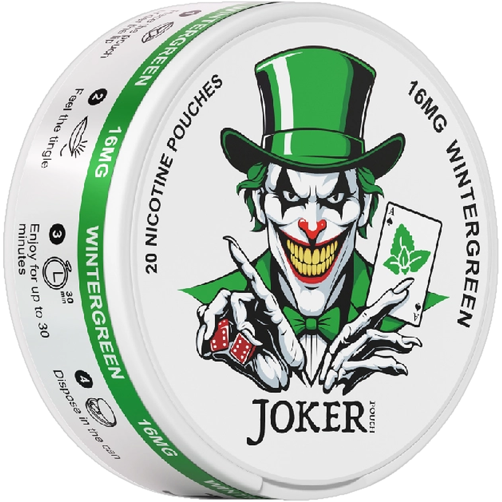 Joker Wintergreen 16mg nicotine pouches (side)