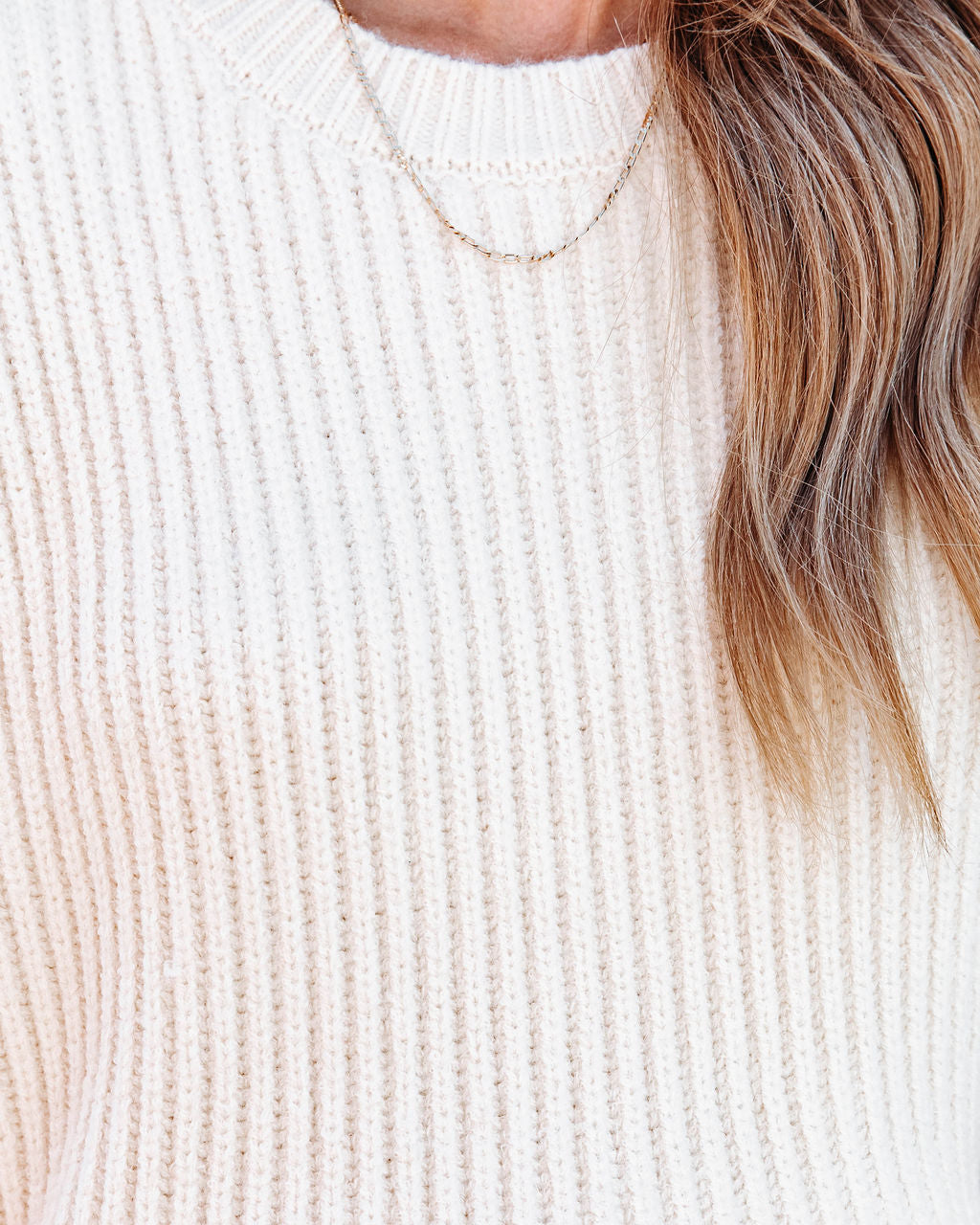 Hamilton Ribbed Knit Pullover Sweater - Ivory - Se7enfashion