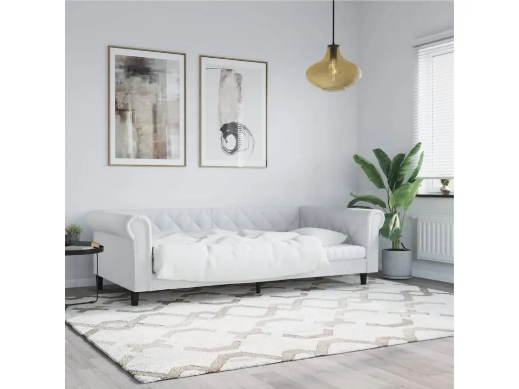Sofá cama blanco 90x200 cm ecopiel WAWM77546