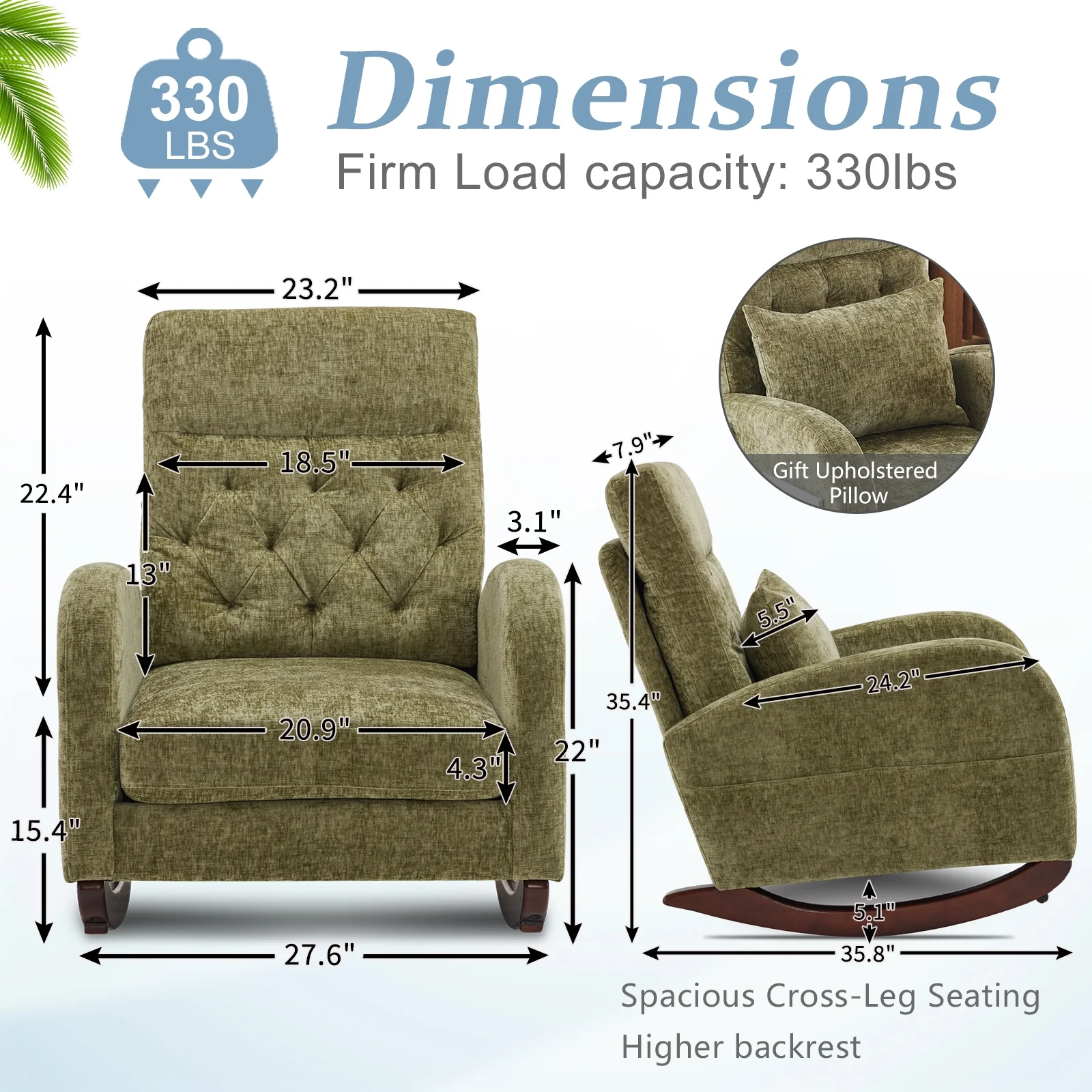 Ktaxon Rocking Accent Chair Glider Reading Chair Comfy Teddy Velvet Upholstered Single Sofa Rocker for Living Room, Nursery, Bedroom Beige - Image 41