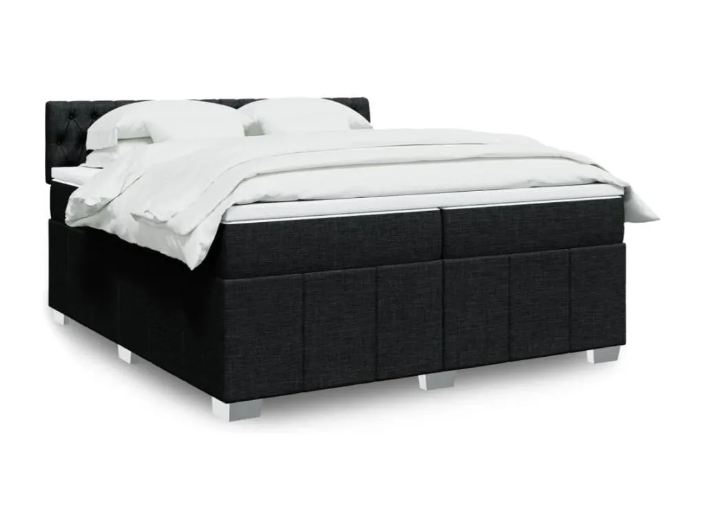 Cama box spring con colchón tela negro 200x200 cm zoi3521967