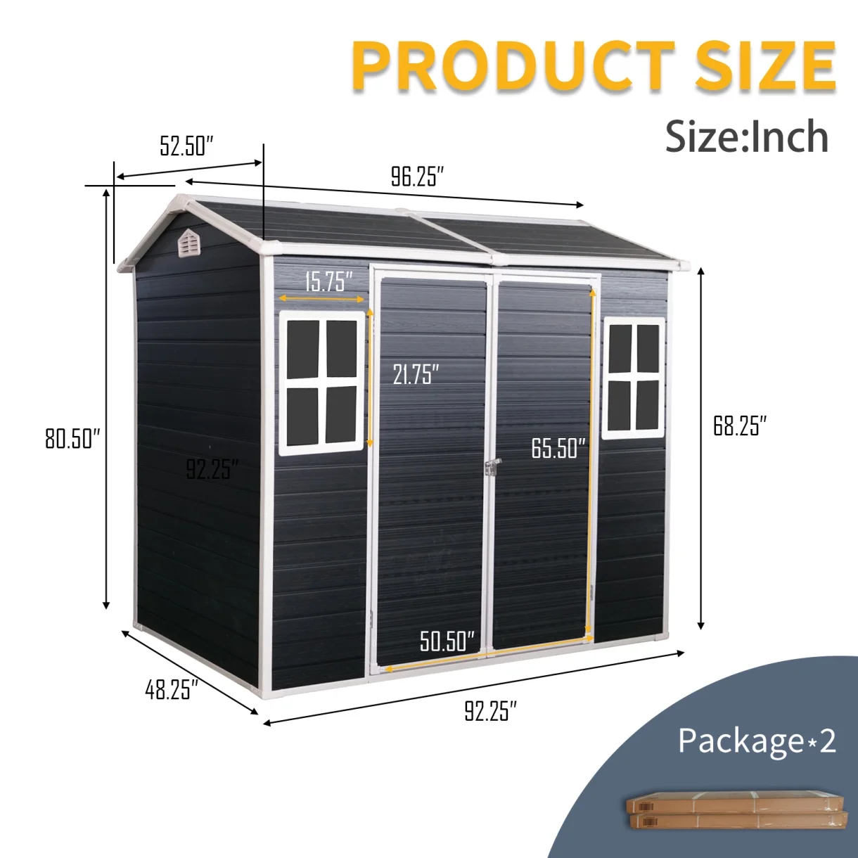 8x4 FT Outdoor Storage Shed with Floor, Resin Garden Sheds with Lockable Door, Vents & Windows, Weather Resistant Tool Shed with Sloped Roof for Backyard Patio, Grey - Image 11