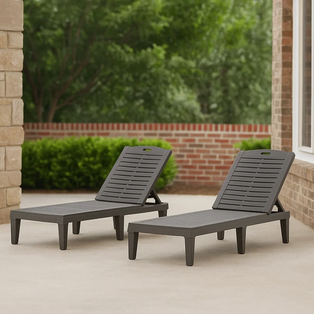 Tumbona de jardín,negro,plástico,para exterior,157x56x72 cm