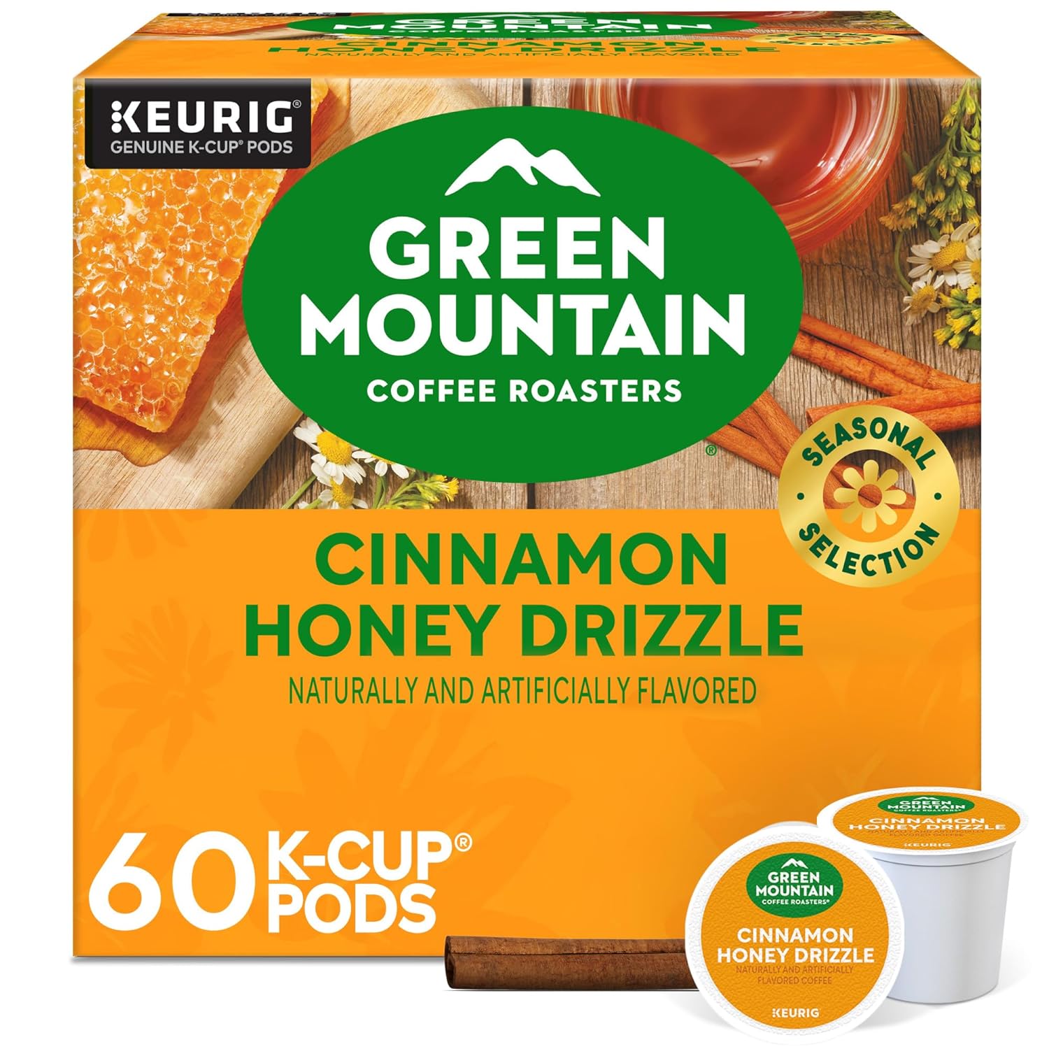 Green Mountain Coffee Roasters Cinnamon Honey Drizzle. Single-Serve Keurig K-Cup Pods. 6 Boxes of 10 (60 Count Total)
