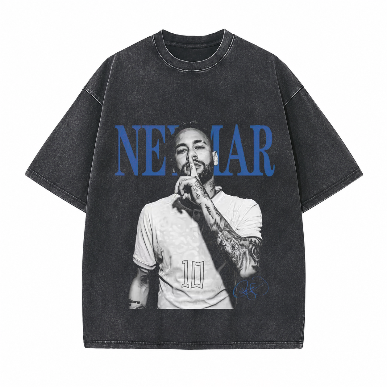 Soccer Star Silence Gesture Printed Unisex Washed T-Shirt